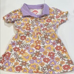 Mickey Mouse - 4T, Floral Polo Dress with Purple Collar